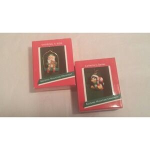 Hallmark Miniature Ornaments PENGUIN PAL and Sharing A Ride Both 1989 Vtg